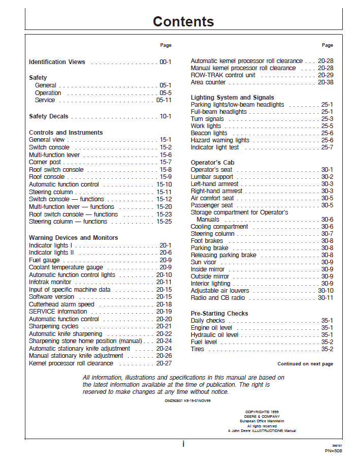 John Deere 6050 Series Forage Harvester 6650-6950 User Manual PDF