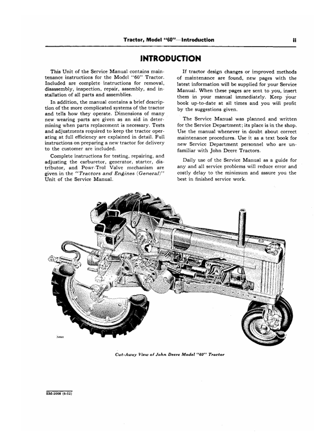 John Deere 60 Series SM2008 Tractor Repair & Service Guide
