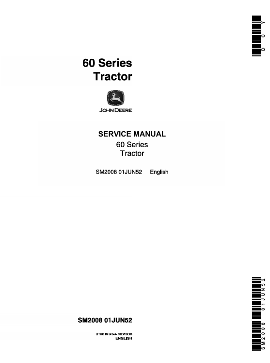 John Deere 60 Series Tractor Service Manual SM2008
