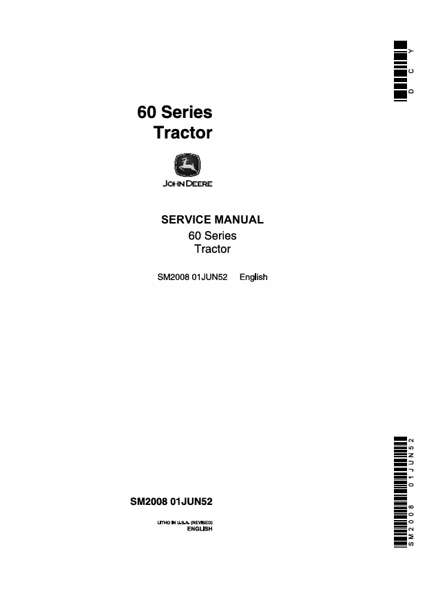 John Deere 60 Series Tractor Service Manual SM2008 Download