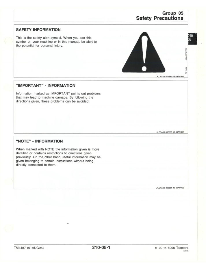 John Deere 6100-6900 Tractor TM4487 Diagnostic, Operation & Service Manual