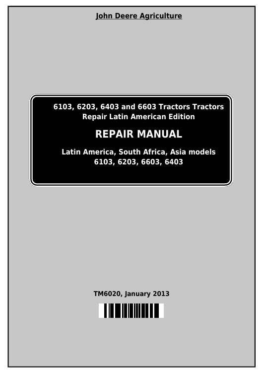 John Deere 6103, 6203, 6403 & 6603 Tractor Repair Manual TM6020 PDF