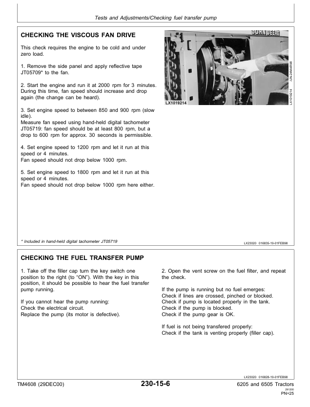 John Deere 6205 and 6505 Tractor Technical Manual TM4608