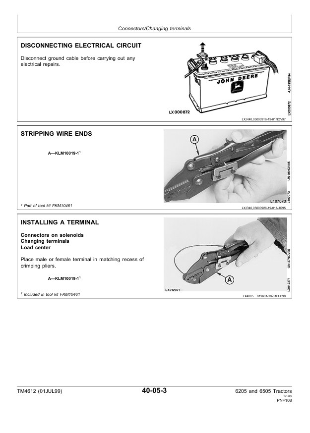 John Deere 6205 and 6505 Tractor Technical Service Manual TM4612