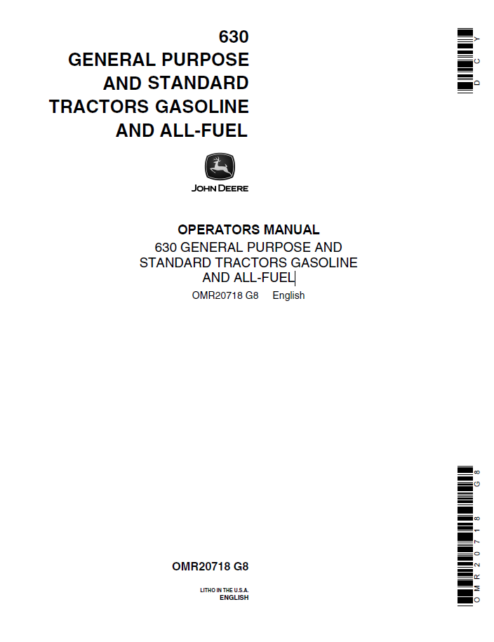 John Deere 630 Tractor Operator Manual (OMR20718)