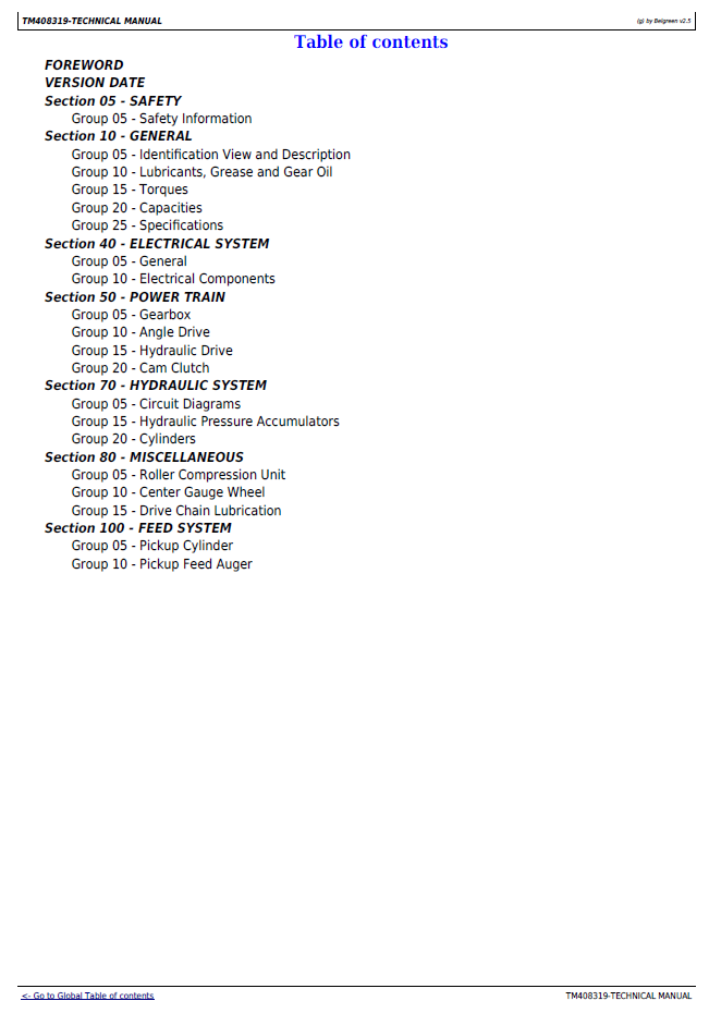John Deere 639 649 659 Windrow Pickup Diagnostic Manual TM408319