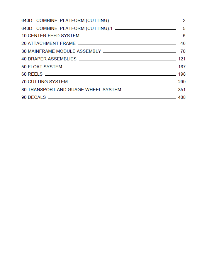John Deere 640D Combine Platform PC9813 Parts Catalogue Manual