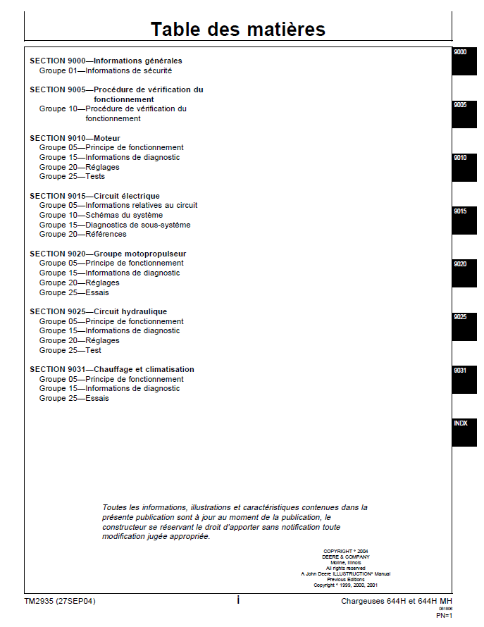 John Deere 644H & 644H MH Loader Service Operation Test Manual