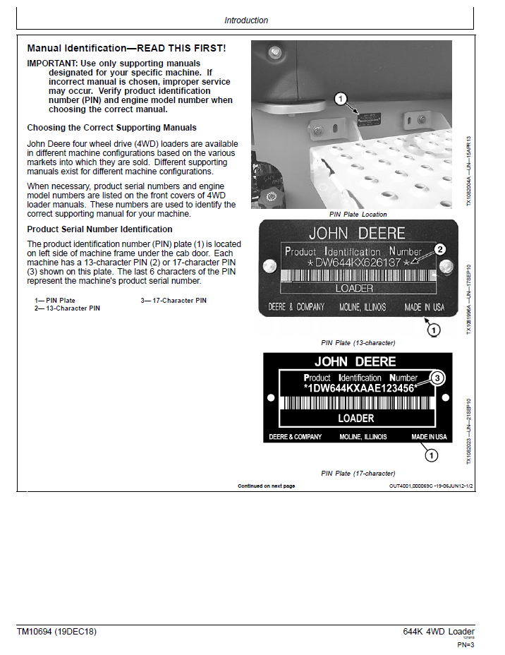 John Deere 644K 4WD Loader Technical Operation and Test Manual