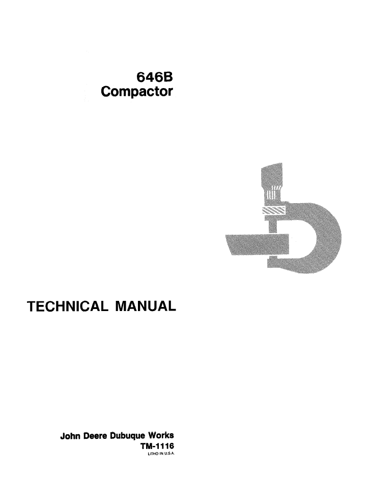 John Deere 646B Compactor TM1116 Technical Service Repair Manual