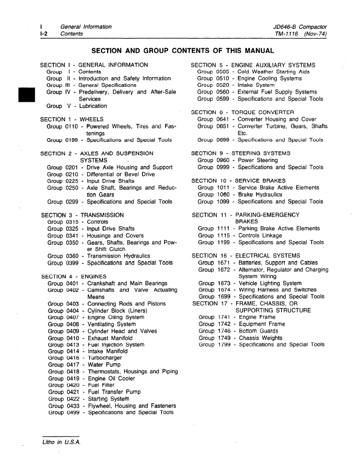 John Deere 646B Compactor Technical Repair Manual TM1116 PDF