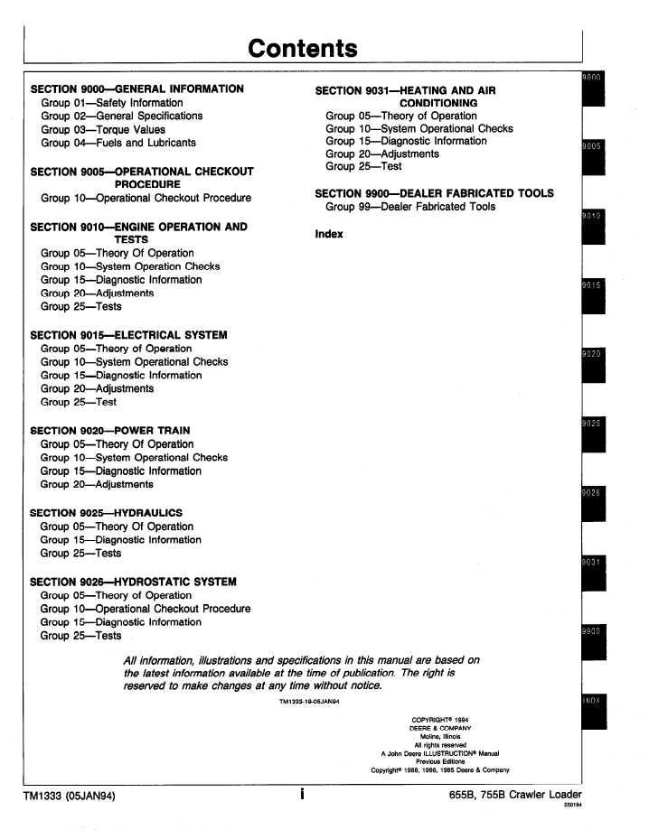 John Deere 655B 755B Crawler Loader Service Operation Manual