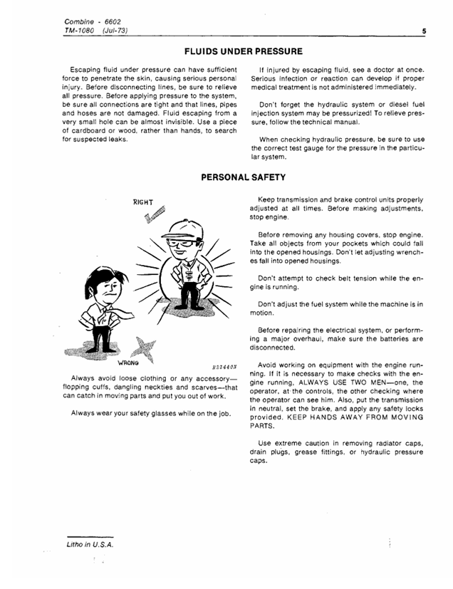 John Deere 6602 Combine Maintenance Manual TM1080 PDF
