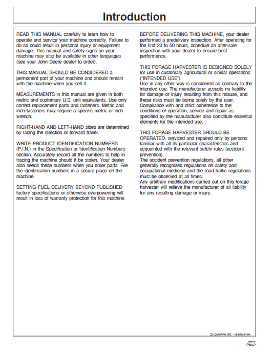 John Deere 6610 6710 6810 6910 Forage Harvester Operator Manual PDF