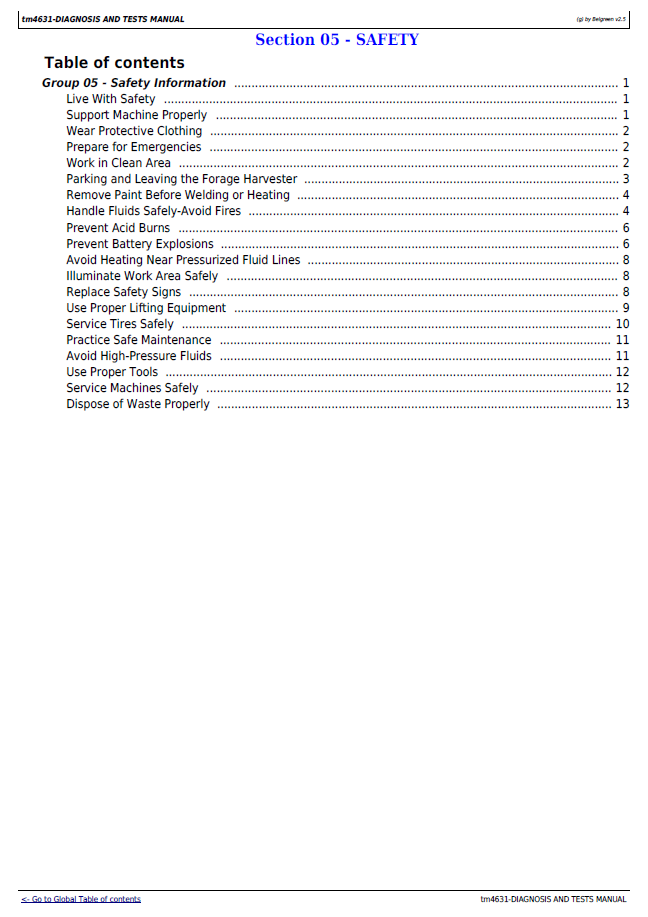 John Deere 6650–6950 Self-Propelled Forage Harvester Service Manual PDF