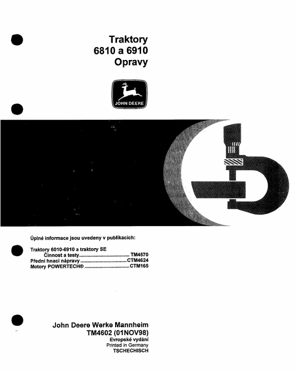 John Deere 6810 & 6910 Tractor Technical Manual TM4602 PDF