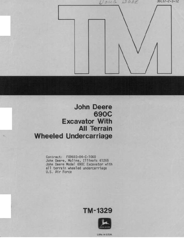 John Deere 690C Excavator All Terrain Undercarriage TM1329 Service Manual