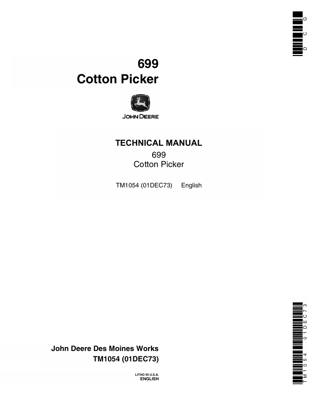 John Deere 699 Cotton Picker Technical Manual TM1054 PDF