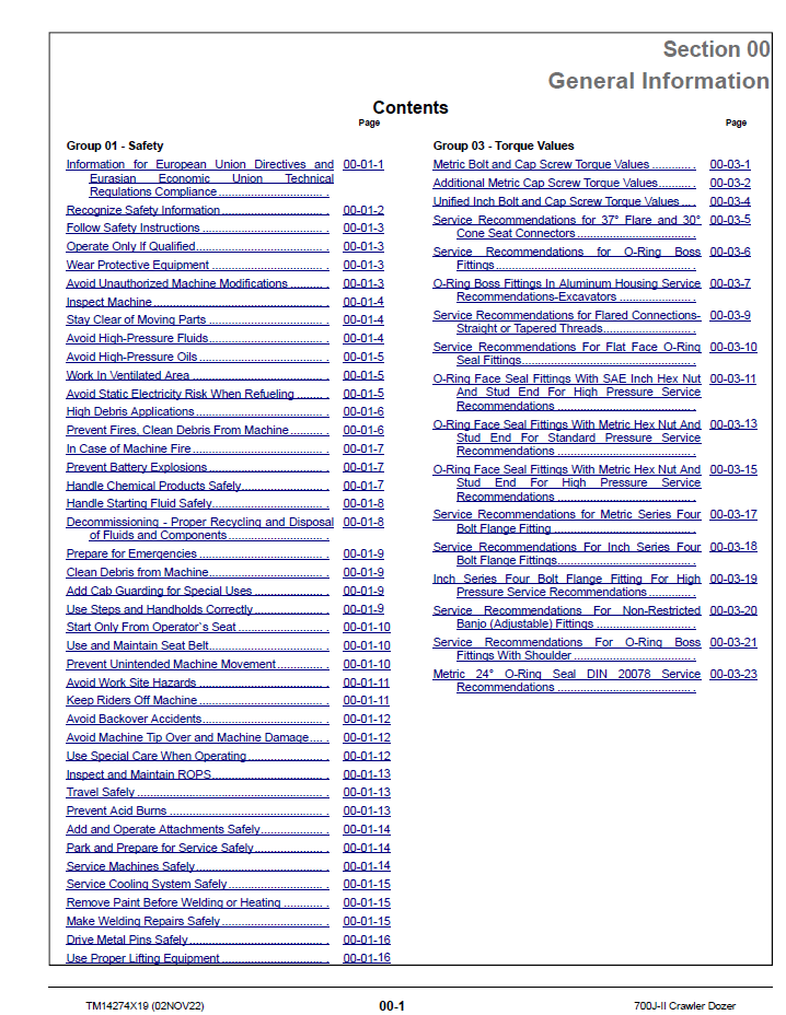 John Deere 700J-II Crawler Dozer Factory Technical Manual PDF