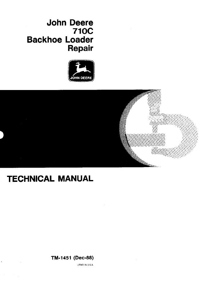 John Deere 710C Backhoe Loader Repair Service Manual TM1451