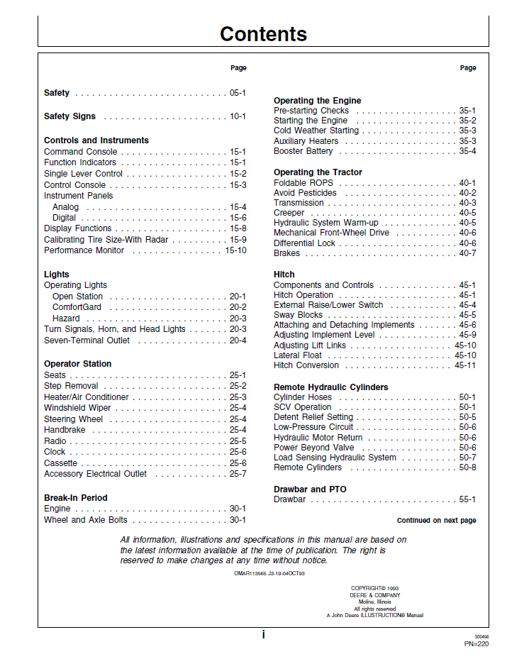 John Deere 7200/7400 Tractor Owner & Operator Manual | OMAR113565
