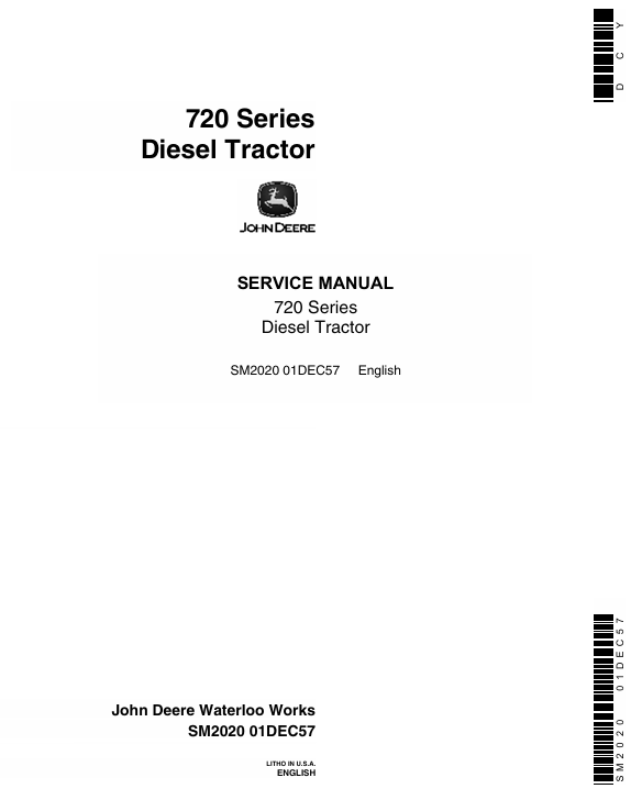 John Deere 720, 730 Tractor Service Manual SM2020