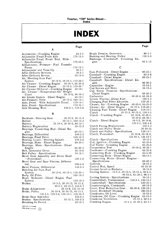 John Deere 720 Diesel Tractor Diagnostic Repair Manual SM2020