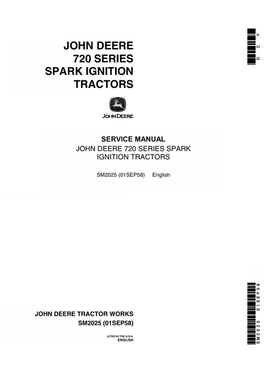John Deere 720 Series Spark Ignition Tractor Service Manual SM2025 PDF