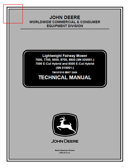 John Deere 7500 7700 8500 Fairway Mower Technical Manual