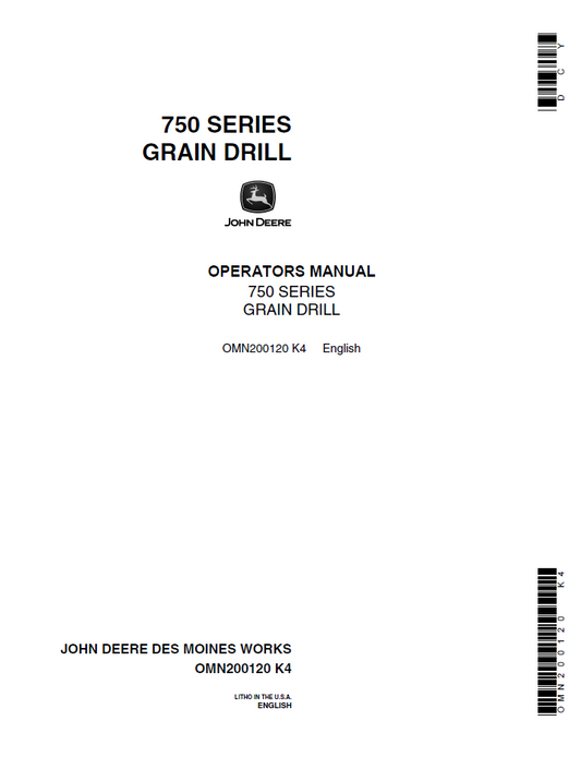 John Deere 750 Series Grain Drill Operator Manual OMN200120