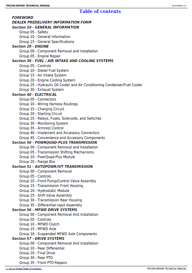 John Deere 7630-7930 Tractor Service Repair Manual TM2266 Download