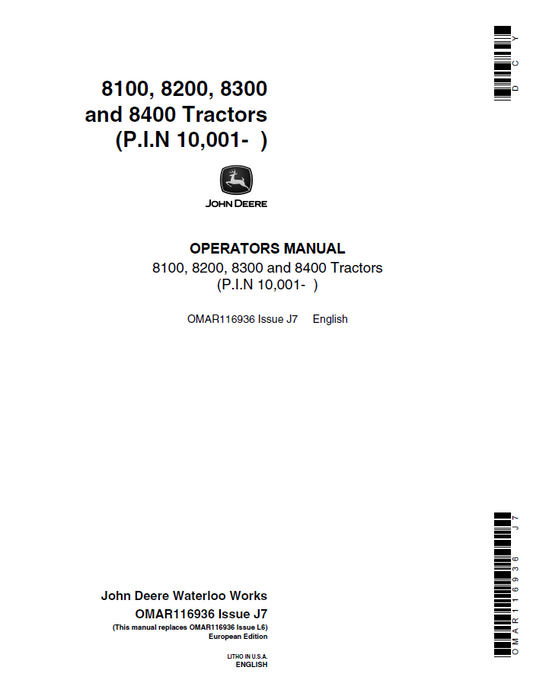 John Deere 7720 7820 7920 Tractor Repair Manual