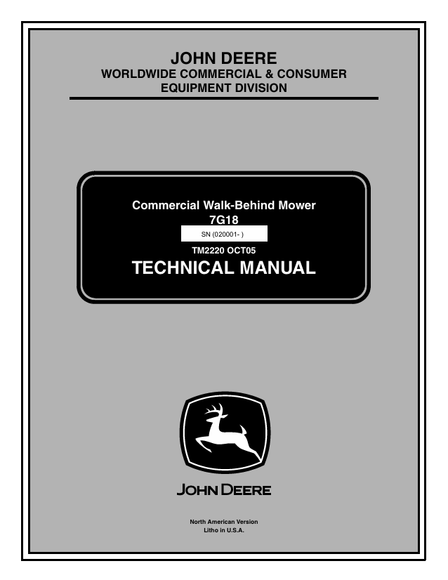 John Deere 7G18 Commercial Walk-Behind Mower Technical Manual TM2220