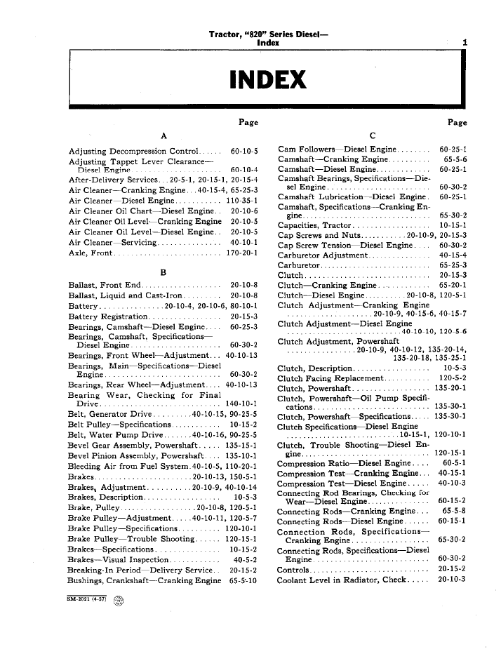 John Deere 820 Diesel Tractor Diagnostic Repair Manual SM2021