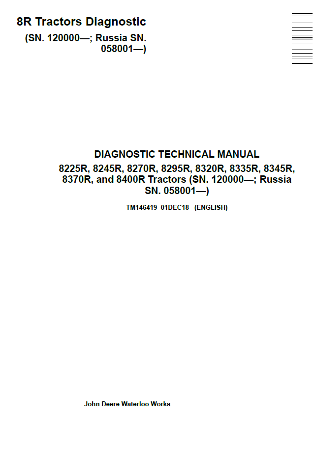 John Deere 8225R to 8400R Tractor TM146419 Diagnostic Manual