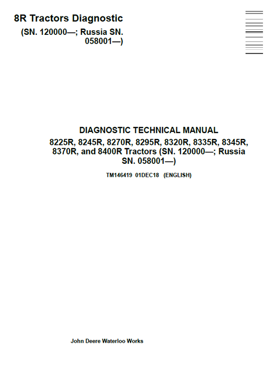 John Deere 8225R to 8400R Tractor TM146419 Diagnostic Manual