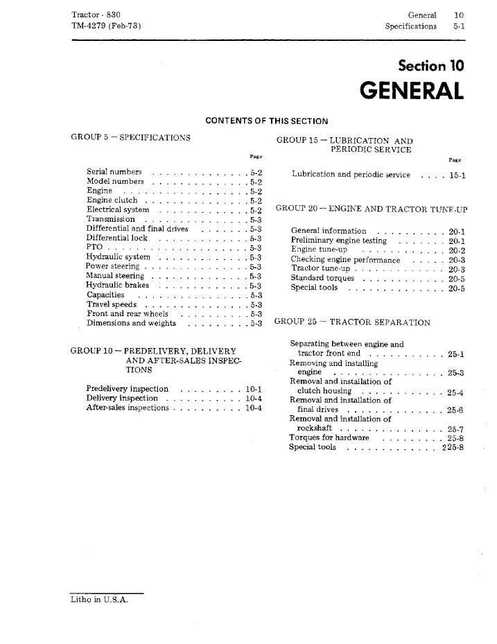 John Deere 830 Agricultural Tractor TM4279 Repair & Service Manual
