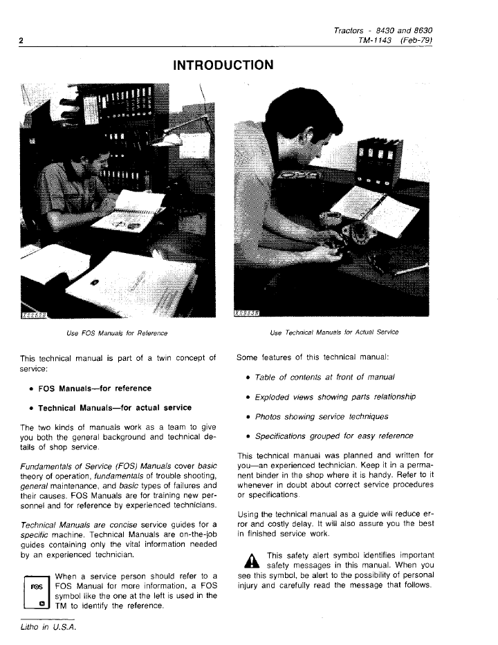John Deere 8430 8630 Agricultural Tractor Service Guide