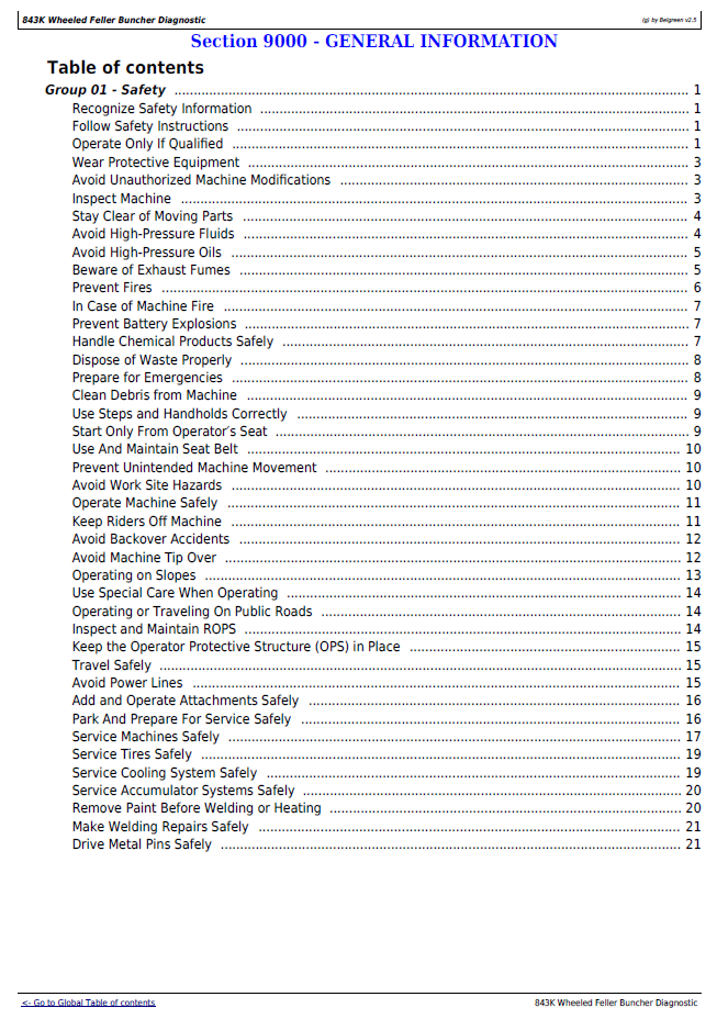 John Deere 843K Wheeled Feller Buncher Diagnostic Manual TM11362 Download Guide
