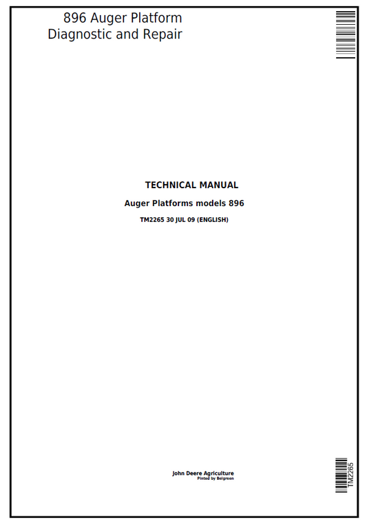 John Deere 896 Auger Platform TM2265 Diagnostic & Repair Manual
