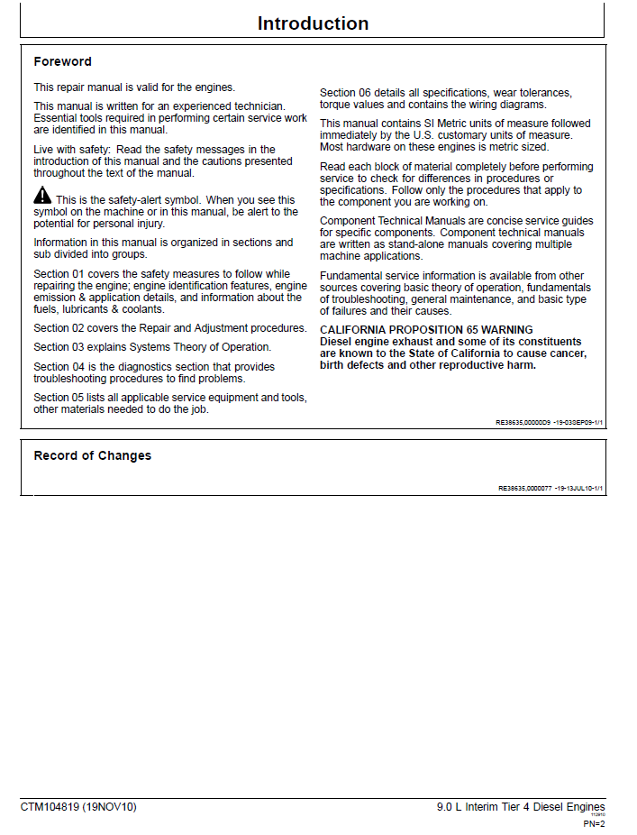 John Deere 9.0L OEM Diesel Engine Service Manual CTM104819 (Stage III B)