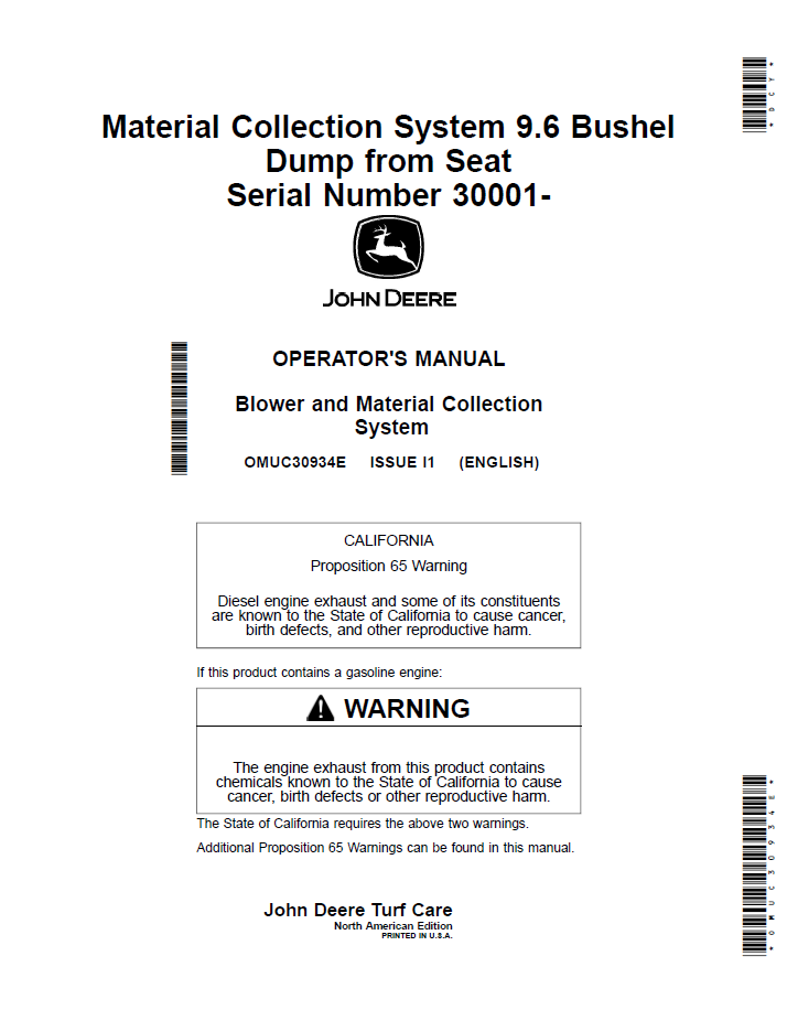 John Deere 9.6 Bushel MCS (OMUC30934E) Operator Manual