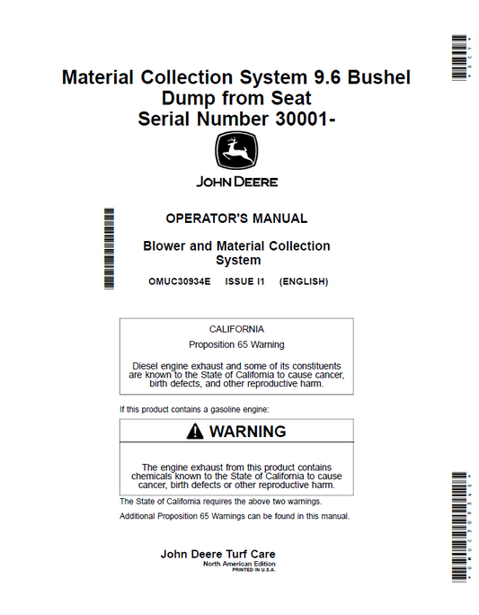 John Deere 9.6 Bushel MCS (OMUC30934E) Operator Manual