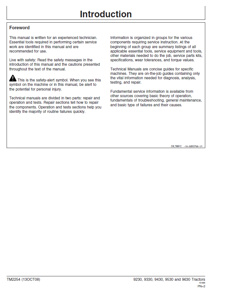John Deere 9000 Series 4WD Tractor TM2254 Technical Guide