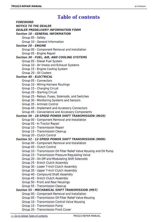 John Deere 9000 Series TM1623 Technical Service Repair Manual
