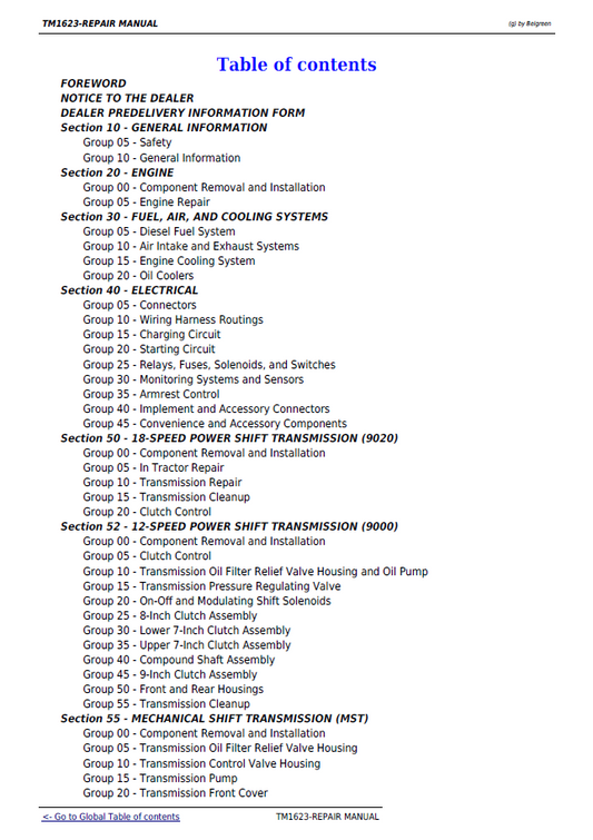 John Deere 9000 Series TM1623 Technical Service Repair Manual