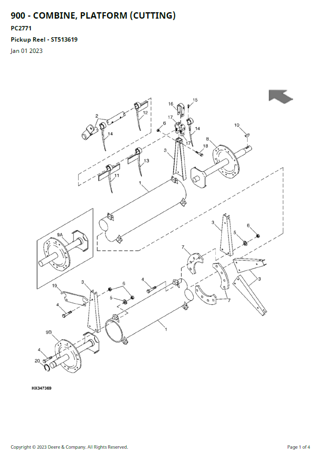 John Deere 900 Series Cutting Header Spare Parts Catalogue & Guide