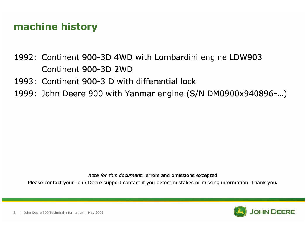 John Deere 900 Series Technical Service & Repair Manual