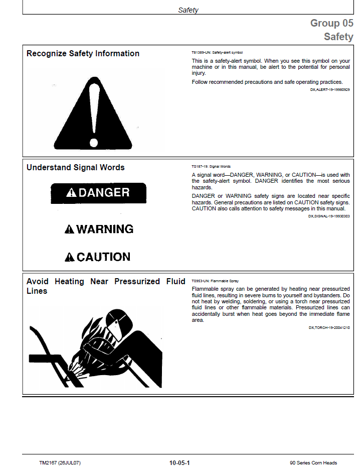 John Deere 90 Series Corn Head Maintenance Repair Manual TM2167