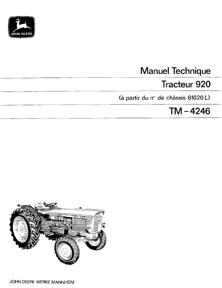 John Deere 920 Tractor TM4246 Technical Repair Manual